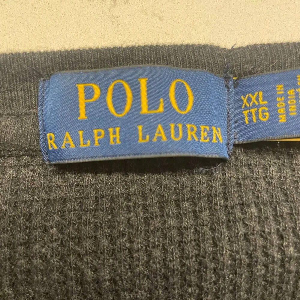 Polo Ralph Lauren Charcoal Gray Waffle Knit Long-Sleeve, Crew Neck Shirt,‎ XXL